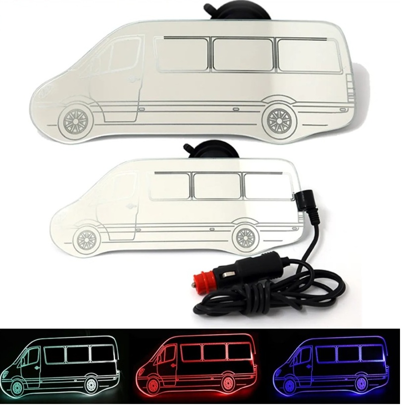 Minibüs Sprinter Kiva Işıklı İç Dikiz Aynası 100x250 mm TEKNİK ÇİZİMLER