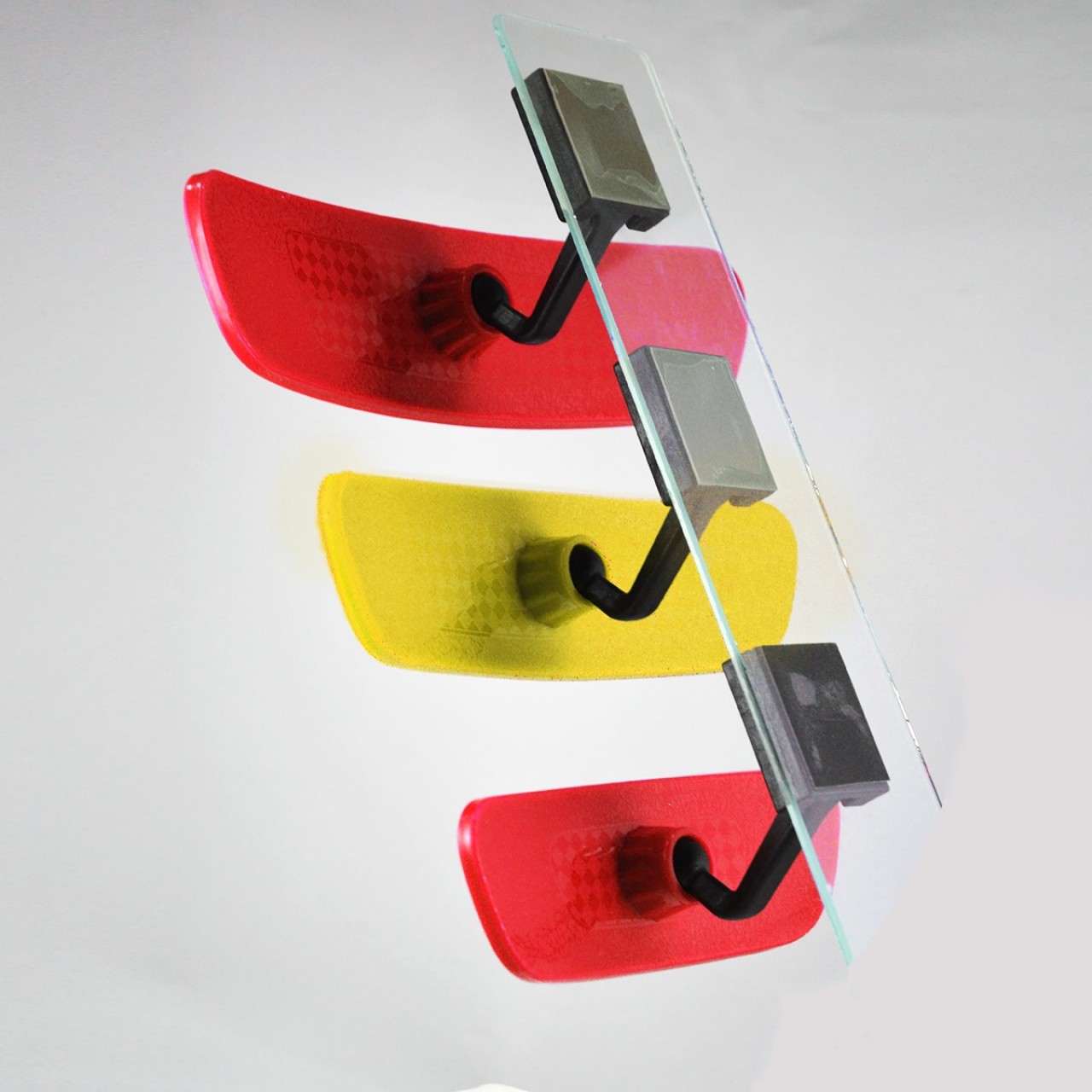 Universal Diamond Curved Arm 3-Piece Rearview Mirror Set Yellow Red TECHNICAL DRAWINGS